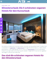 PETA - Vegan Leben Tipps - Silvesterurlaub: Die 5 schönsten veganen Hotels für den Kurzurlaub